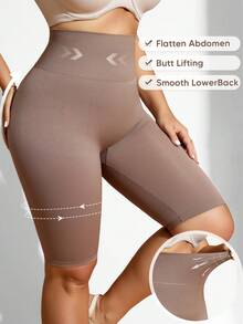 Quần legging tập gym nâng mông không đường may size lớn cho nữ, quần yoga cạp cao, quần short nén định hình ôm sát - Màu Khaki - Xem 2