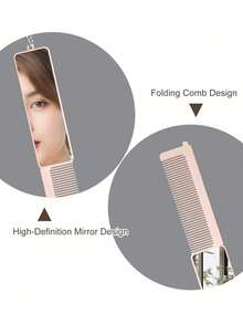 2-In-1 Foldable Comb And Makeup Mirror, Printed With A-Z Letters, Portable Keychain Comb Suitable For Women And Girls, Pocket Hair Comb With Chain, Can Be Used As Keychain Or Bag Charm | Personalized Handheld Mirror, Essential For Outdoor, Office And Back To School Travel, Suitable For All Hair Types Styling Tool - A - View 9