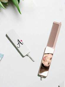 2-In-1 Foldable Comb And Makeup Mirror, Printed With A-Z Letters, Portable Keychain Comb Suitable For Women And Girls, Pocket Hair Comb With Chain, Can Be Used As Keychain Or Bag Charm | Personalized Handheld Mirror, Essential For Outdoor, Office And Back To School Travel, Suitable For All Hair Types Styling Tool - A - View 10