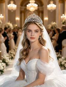 Rhinestone Star Princess Crown Bridal Wedding Headpiece Birthday Party Graduation Prom Beauty Pageant Tiara - Multicolor - View 1