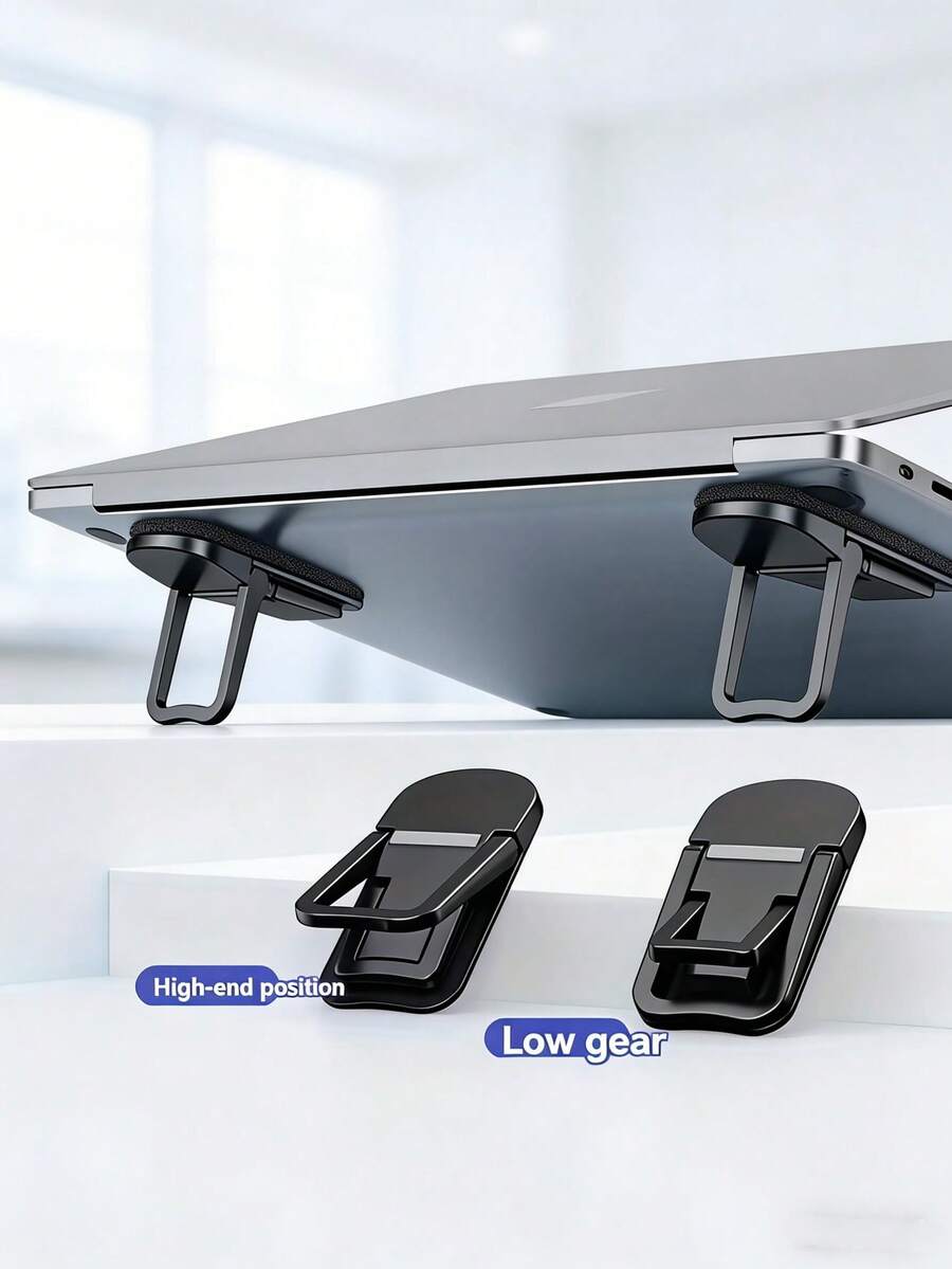 2Pcs Foldable Invisible Laptop Stand, Ergonomic Height Raise Holder, Portable Keyboard Riser For Heat Dissipation, Space‑Saving Adhesive Notebook Support, Easy Installation For Home Office Business Travel