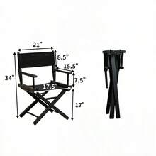 Solid Wood Director Chair, Folding Canvas Chair, Bar Stool, Office/Leisure Chair, Makeup Chair, Fishing Chair, Outdoor Chair - Black - View 7