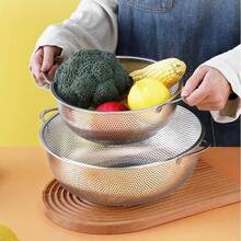 Stainless Steel Multifunctional Strainer Basket - Thickened Mesh Basket With Dual Handles, For Draining And Rinsing Fruits And Vegetables - Multicolor - View 6