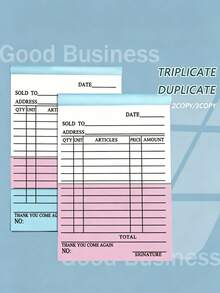 Thank You Receipt Books, White & Yellow Two-Part Carbonless Receipt Pad, Small Business Invoice Book, Order Book Receipt Books Invoice Book For Business,School Supplies,Back To School - Multicolor - View 6