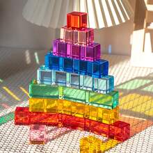 1 Set Kit de Cubo Prisma Arcoíris - Bloques de construcción de acrílico transparente para juegos de luz y sombra, diseño espacial y alivio del estrés, adecuado para adolescentes y adultos como decoración moderna de escritorio - Multicolor - Ver 2