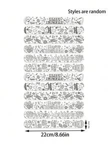 32/16/10/4件生日主題著色頁，派對小禮品，生日派對互動獎品，派對禮物，非常適合填充生日禮物袋（不含其他配件） - 黑與白 - 查看 3