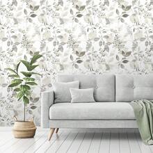 1 Roll 17.7 * 78.7/118.1 Inch Imitation Oil Painting Gray Watercolor Eucalyptus Leaf Self-Adhesive Wallpaper, Waterproof Peel And Stick Wallpaper, Suitable For Artistic Decoration Of Living Room And Bedroom Walls, DIY, Tenant's Old Wall Renovation - A - View 5