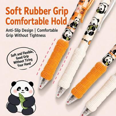 4/8pcs Cute Panda Gel Pen Of New Cute Panda High-Quality Click Pens,Durable And Perfect, Featuring Black Ink, Back To School Supplies