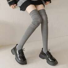 1 Pair Women's Autumn/Winter Warm Over-The-Knee Boot Socks Long Stockings - Grey - View 5