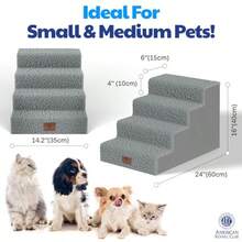 AKC - Escaleras para mascotas de 4 pasos: duraderas plegables antideslizantes para perros y gatos pequeños funda lavable montaje simple sin herramientas soporta hasta 50 libras - Gris - Ver 7