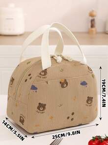 Pink Bow Corduroy Insulated Lunch Bag, Portable Insulated Bento Bag, Thickened Cute Student Lunch Fruit Bag Multifunctional Floral Pattern Lunch Bag | Women's Lunch Box | Campus & Travel Insulated Bag | Waterproof Insulated Lunch Bag | Unisex | Suitable For Picnic, School And As A Women's Gift | Camping Essential - Multicolor - View 12