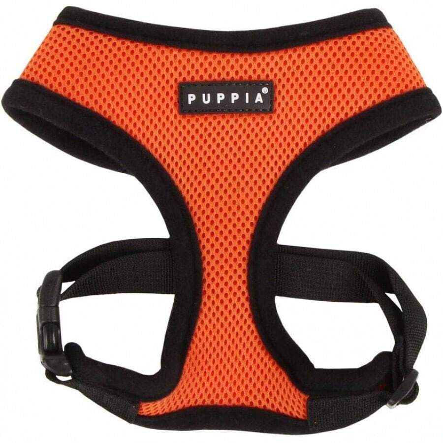 Authentic Puppia Soft Dog Harness, Red - Medium - Coffee Brown - View 1