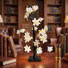 LED White Magnolia Bonsai Tree Lamp, Warm Light Tabletop Flower Night Light, Adjustable Branches Home Decor Lamp For Bedroom Wedding Holiday Ornament, Battery & USB Powered - Warm white light - View 1