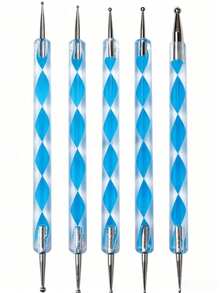 5pcs/Set Double-Headed Rhinestone & Diamond Glue Pens With Screw, Nail Art Tool Kit Suitable For Professional Nail Salons And DIY Home Manicurists - Watermelon Pink - View 10