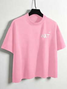 New Summer 2026 Men's 3D Floral Foam Print Cropped Tee – Black Street Style, Great For Festivals/Outings/Daily/Gift For Him S–7XL, Free Shipping - 粉色 - 查看 3