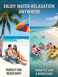 1pc/2pcs Adult Thickened Inflatable Pool Float Mat, Tropical Leaf Pattern Adult Inflatable Pool Lounge Chair, Suitable For Summer Parties, Beach, Lake And Other Water Activities, Enjoy Beach Leisure Time | Vibrant Colors | Comfortable Mesh Fabric, Adult Beach Chair - Multiple Styles - View 5