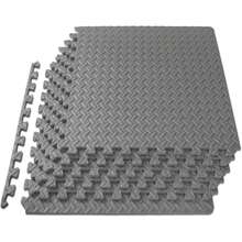Alfombra de ejercicio tipo puzzle de 1/2 pulgada, baldosas de espuma de EVA entrelazables para gimnasio en casa, alfombra para equipos de ejercicio en casa, acolchado de piso para niños, gris, 20 pulgadas x 20 pulgadas x 1/2 pulgada, 64 pies cuadrados - 24 baldosas - Gris - Ver 8