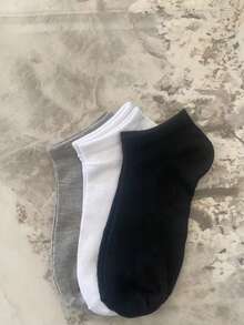 1雙/10雙/20雙/30雙 素色中性短襪，柔軟輕便低筒船襪，適合男女；包含女款隱形襪、短襪，白色、灰色、黑色可選，可愛女襪；四季適用（春、夏、秋、冬），網眼透氣+條紋通風孔設計，吸濕排汗 3/5/6/9/15雙 - 彩色 - 查看 4