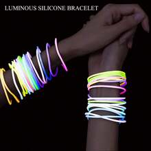 12/30 Pcs Multicolor Silicone Jelly Bracelets Rainbow Glow Neon Stretchable Gummy Rubber Bracelets Hair Ties Party Favor For Adults Women (Random Color) - View 13