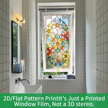 1pc Bohemian-Style Frosted Privacy Window Film With Colorful Floral Patterns. Reusable PVC Electrostatic Adsorption Film, No Glue Required. Suitable For Bathrooms, Bedrooms, Kitchens, And Home Decor. - Frosted Glass Sticker - View 5