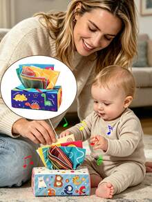 1PC Kids Tissue Pulling Toy With Rustling Sound Early Learning Toy For Color And Hand Training Great For Indoor Games And Parent-Child Time - Multicolor - View 1