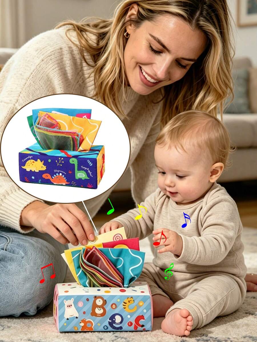 1PC Kids Tissue Pulling Toy With Rustling Sound Early Learning Toy For Color And Hand Training Great For Indoor Games And Parent-Child Time - Multicolor - View 1