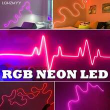 LQHZMYY 5V USB Powered RGB Neon Light Strip, Flexible LED Light Strip, Remote Control Neon Light Strip, Suitable For Gaming Room And Bedroom Decoration Lighting, LED Neon Light Strip With Remote Control Bedroom Atmosphere Light Strip - RGB Neon Lights - View 11
