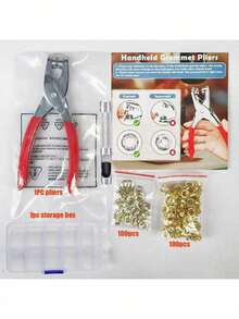 Set 202/402pcs, Kancing Jepret Lubang Dalam 6mm Dengan Pelat Pendukung, Set Kancing Eyelet + Kotak Penyimpanan, Tang Eyelet, Set Eyelet Kancing Jepret Emas & Perak, Termasuk Tang, Pelubang dan Alat Jahit, Kotak Gratis, Pengikat Logam, Set Penjepit Tang Baja Tahan Karat, Kit Alat Pengikat Tiga Cabang, Pakaian, Kerajinan Kulit dan Alat Jahit Buatan Tangan - Set Lubang Kancing - View 15