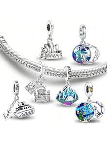 1pc 925 Sterling Silver Mini Music Pendant, Suitable For Women Bracelet/Bangle DIY Jewelry Making And Daily Decoration, Decorative Accessory For Girls - Beads 2 - View 10