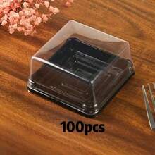 100/75/50/25pcs Square Cake Boxes With Transparent Lids, Plastic Baking Boxes, Suitable For Weddings, Birthday Parties, Bakeries, Dessert Boxes, Elegant Display, Durable Material, Specially Designed For Gourmet Chefs - Multicolor - View 14