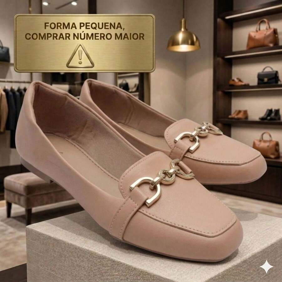 Women's Comfortable Square Toe Loafer With Elegant Embellishment - Premium Line - Nude - View 1