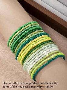 Bộ 20 chiếc vòng tay co giãn đính hạt phong cách Bohemian phối màu gradient, phối hợp tự do - Một cỡ - Xem 9