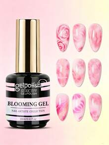 18ml Transparent UV LED Gradient Gel Nail Polish, Diffuse Effect, Marble Natural Stone Texture Watercolor Floral Print, No-Removal DIY Nail Art Design Nail Gift, Suitable For Women - 無色 - 查看 6