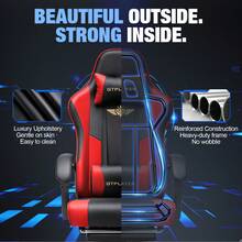 Gaming Chair For Adults Computer Chairs With Footrest Headrest And Lumbar Support Ergonomic Height Adjustable Reclining PC Chair - Red - View 9