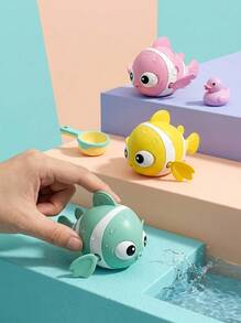1pc/2pcs Clownfish Swimming Bath Toy, Floating Pinwheel Toy, Baby Bathtub Water Play Toy, Plush Gift - Multicolor - View 1