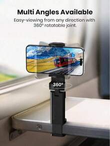 1pc Adjustable Airplane Phone Holder Clip - 360° Rotating Travel Phone Stand, Travel Essential, Holiday Essential, Suitable For Table Tray, Portable And Durable, Phone Accessory - Multicolor - View 2
