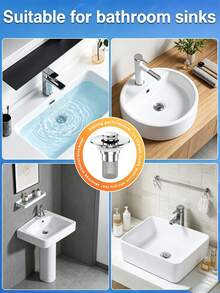 3/2/1 Pop-Up Drain Stopper, 304 Stainless Steel Hair Catcher, Anti-Clogging Drain Filter, Removable Basket, Universal Type, Suitable For Bathtub/Shower/Washbasin, Kitchen Accessories, Sink Filter, Bathroom Accessories, School Supplies, Home Decor - Multicolor - View 9