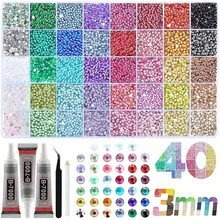 Set Dekorasi DIY 40 Buah Rhinestone Resin Datar Berwarna Campuran, Dilengkapi dengan Pinset, Pena Titik, Lem B7000, Cocok untuk Perhiasan DIY Buatan Tangan, Casing Ponsel, dan Dekorasi Kerajinan Rhinestone DIY Lainnya - MultiWarna - View 5