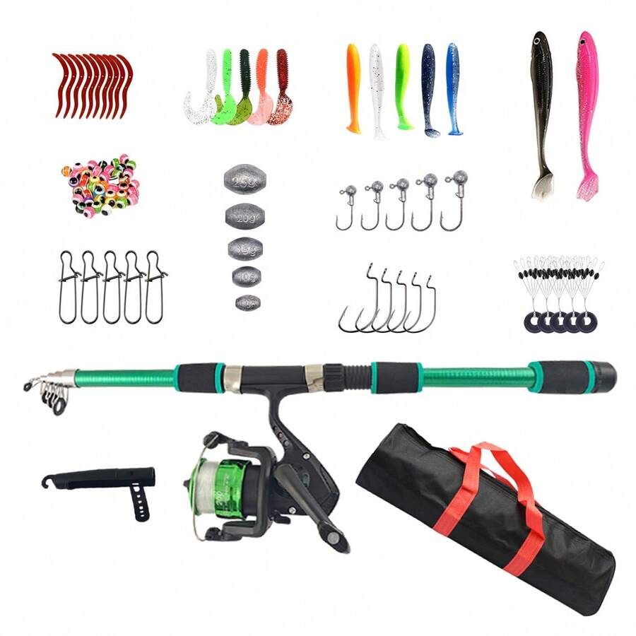 Portable Telescopic Fishing Rod, Telescopic Sea Rod, 54pcs Lure Fishing Set, Suitable For All Water Layers, Can Be Used For Freshwater And Saltwater, Fishing Gift For Men
