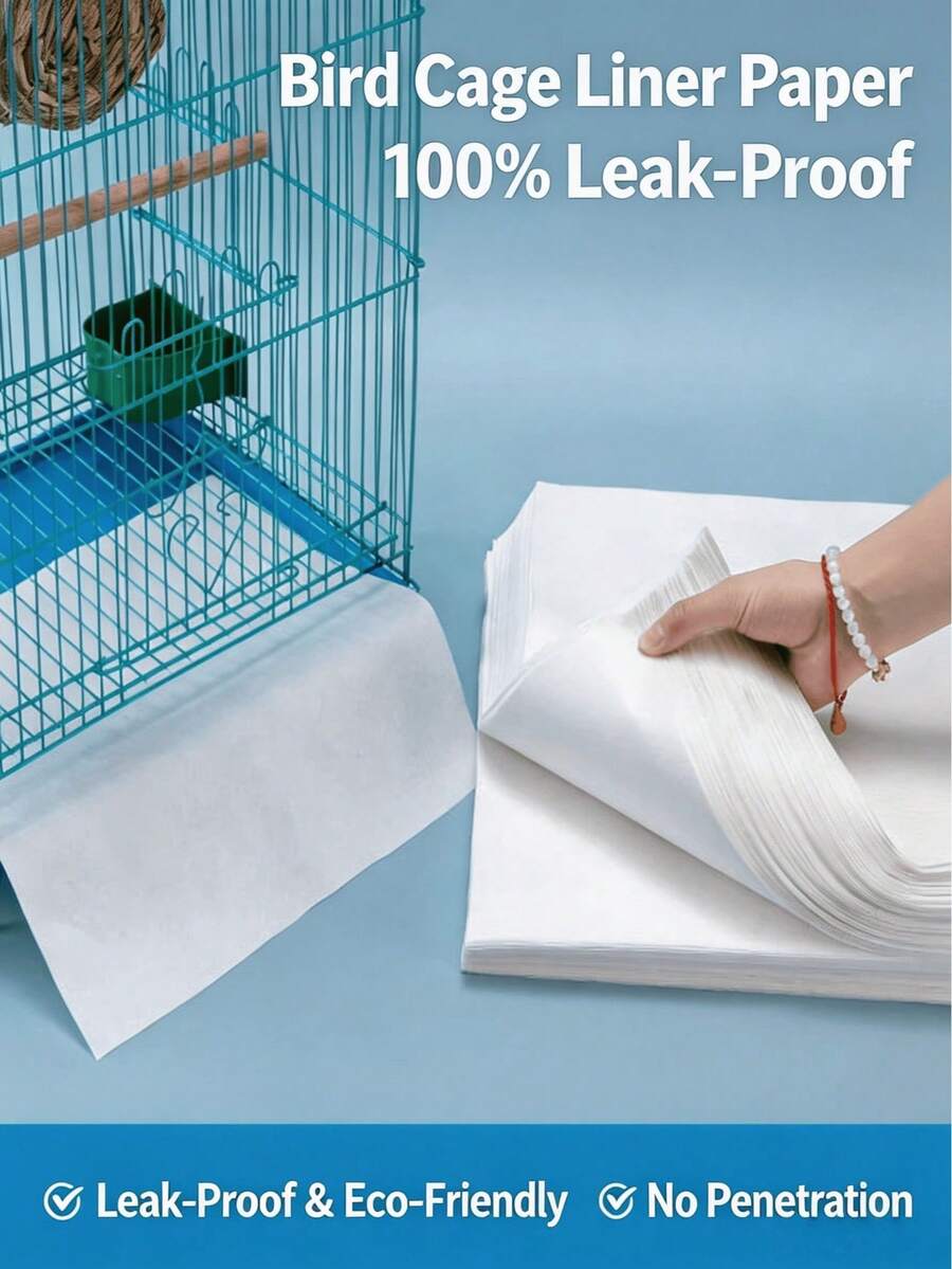 20 piezas de forro de papel a prueba de fugas para jaula de pájaros, hojas desechables impermeables y absorbentes sin filtración para bandeja de jaula, para limpieza diaria y protección del fondo de la jaula de loros, periquitos, cacatúas y aves domésticas - Ver 1