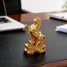 1pc Golden Horse Figurine, "Success On Horseback" Decorative Ornament, Auspicious Home And Office Decor, Suitable For Various Holiday Gifts - Horse - View 3