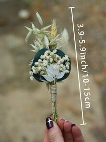 1/2/4/6/12 Stück künstliche Mini-Kunstblumensträuße, geeignet als Tischdekoration für Zuhause, Tortendekoration für Partys, künstliche Ansteckblumen für Bräutigam und Trauzeugen, Boho-Stil Vintage Hochzeits- und Abschlussball-Dekoration, Geschenk für die Brautparty - Weißgrün - Übersicht 7