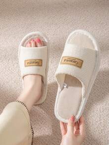 Unisex Indoor Home Slippers, All-Season Open-Toe, Bedroom & Living Room Casual Quiet Soft Sole Comfortable Family Slippers - White - View 6