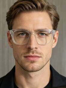 1 Pair Vintage Glasses, Lightweight Transparent Lens Fashion Decorative Glasses, Suitable For Daily Wear - Transparent Gold - View 2
