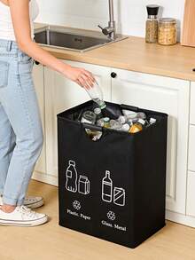 Extra Large Soft Handle Large Capacity Sorting Trash Can With Foldable Storage Bag, Holds Up To 60 Bottles, Suitable For Kitchen, Home And Office Waste Management - Multicolor - View 2
