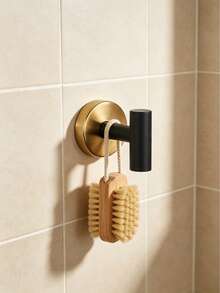 Juego de accesorios colgantes de almacenamiento para baño que incluye barra para toallas, aro para toallas, portarrollos de papel higiénico de acero inoxidable, gancho multifunción y barra colgante multiusos, 1 pieza en total. - oro negro - Ver 6