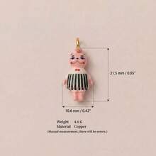 1pc Exquisite Cartoon Style 14k Gold Plated Copper Anthropomorphic Cute Animal Pendant, Women's DIY Daily Bracelet Necklace Keychain Pendant Decoration - Multicolor - View 7