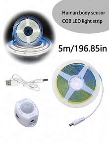 شريط إضاءة LED COB بمستشعر حركة PIR، يعمل بالطاقة عبر USB، مفتاح تلقائي للخزائن والدواليب، مسافة استشعار 3-5م، زاوية استشعار واسعة 120°، وقت تأخير قابل للتعديل، أبيض دافئ/أبيض طبيعي/أبيض بارد - مفتاح استشعار الحركة بالأشعة تحت الحمراء - مشاهدة 11