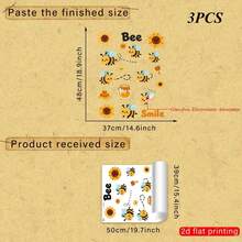 1/3/5pcs Cute Bee Sunflower Static Window Sticker. Honey Jar Honeycomb "Bee Smile" . No Adhesive Vinyl Decal For Living Room, Kids Room Window Glass Door, Party Home Decor. - Multicolor - View 10