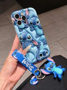 Disney Lilo And Stitch Phone Case : 3D Fluffy Pattern Border Protector Phone Soft Phone Case With A Free Cute Stitch Bracelet Chain Lanyard, Stitch, Lilo, Angel, For Apple 17 Promax 17 Pro 16 15 14 13 12 11 Pro Max XS Max X XR Soft Cover Summer Phone Case - 白色 - 查看 3